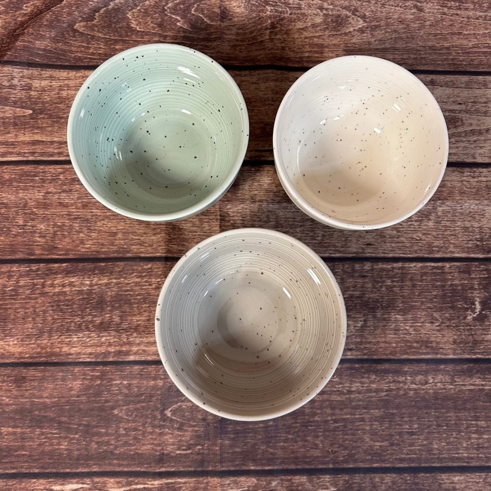 Sango Siterra Artist's Blend Speckled Stoneware Cereal Fruit Bowls Set of 3 5"